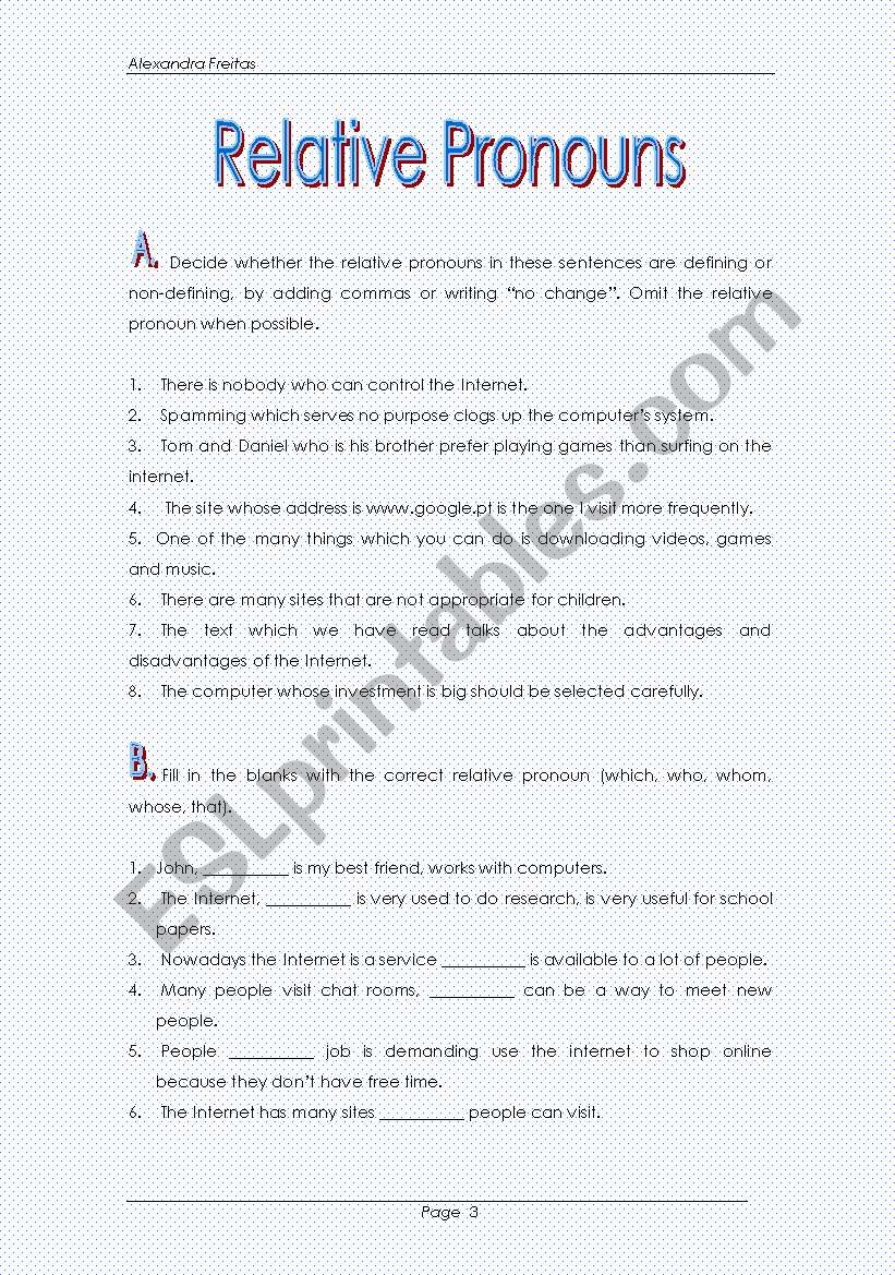 Relative Pronouns - 10th graders 