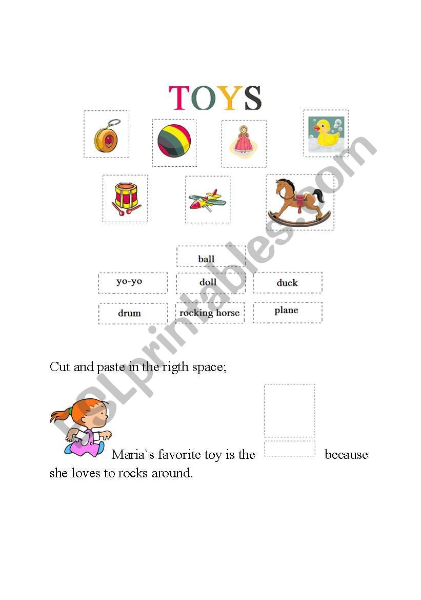 cut and paste activity about toys