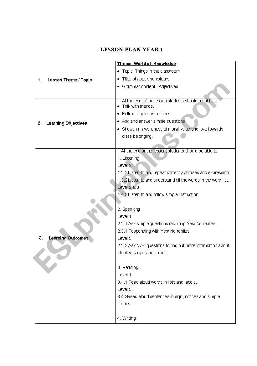 Things in the Classroom worksheet