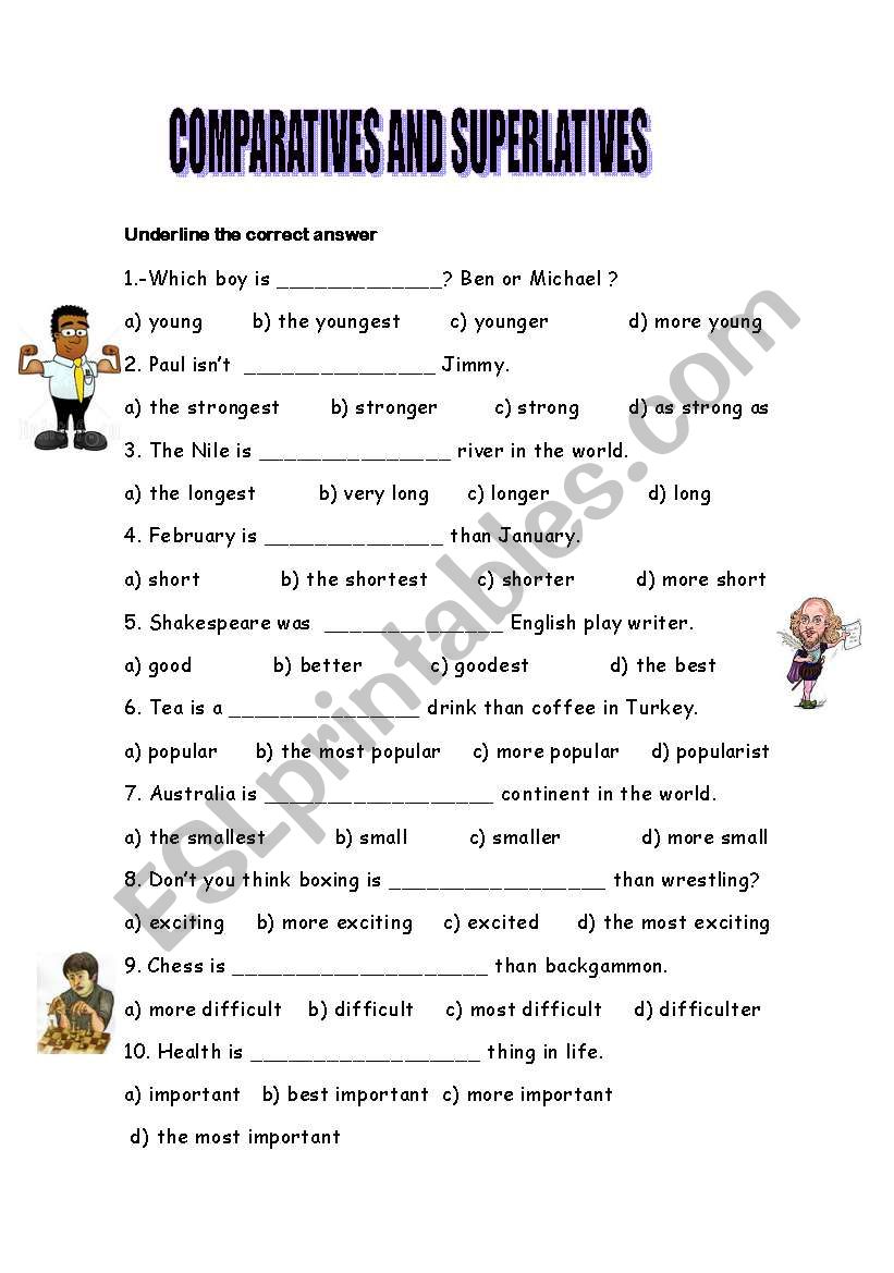 COMPARATIVES AND SUPERLATIVES worksheet