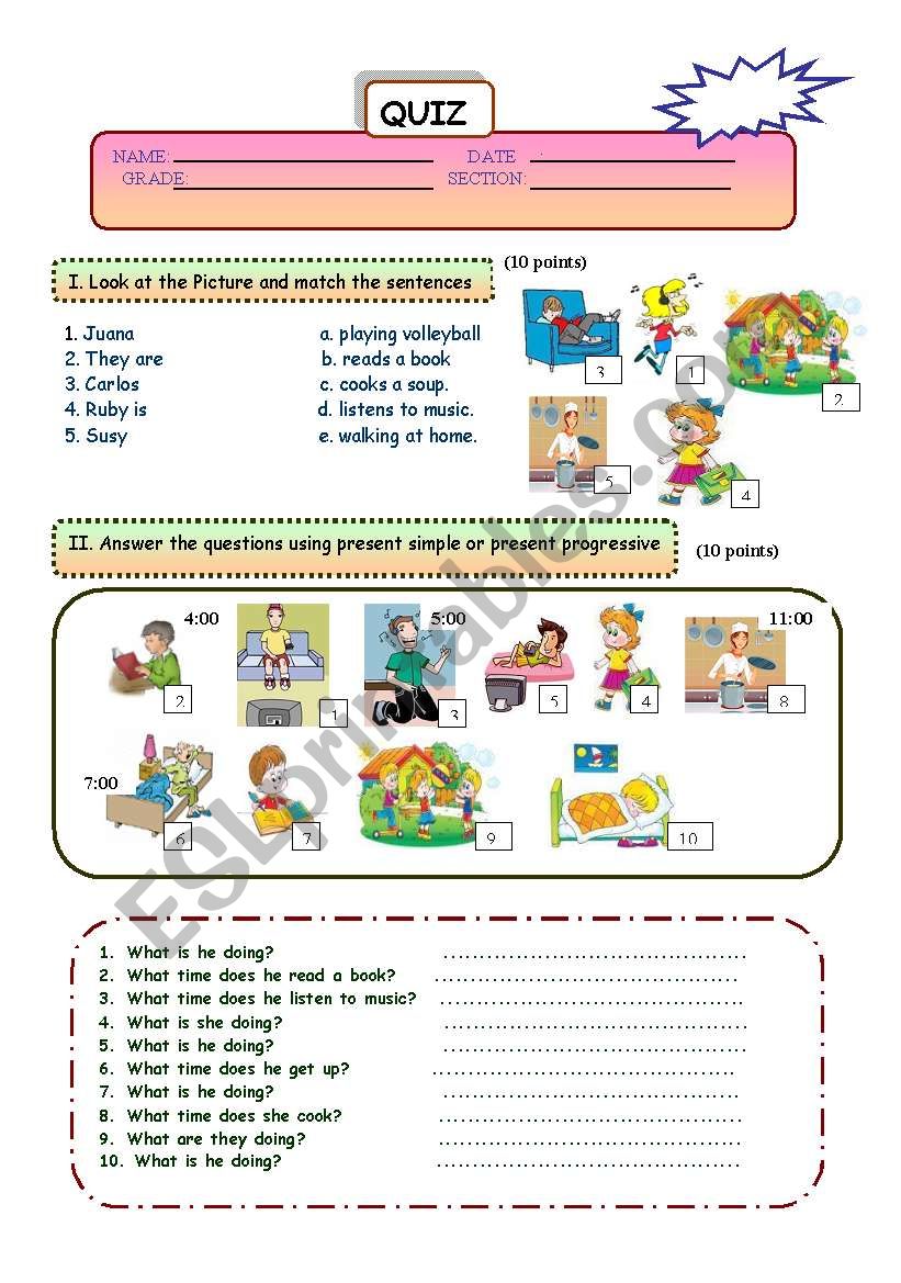 present progressive worksheet