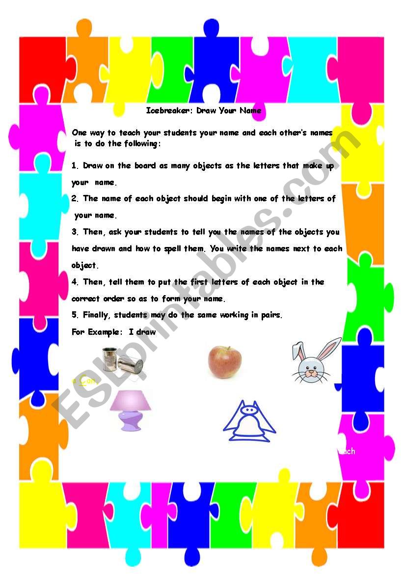 Icebreaker: Draw Your Name worksheet