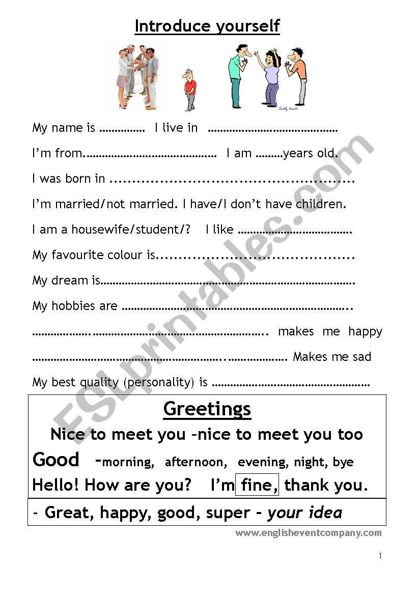 Introduce yourself worksheet