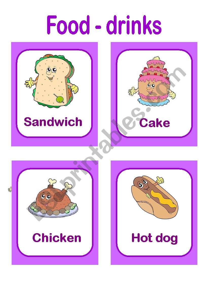 FOOD-DRINKS CARDS! worksheet