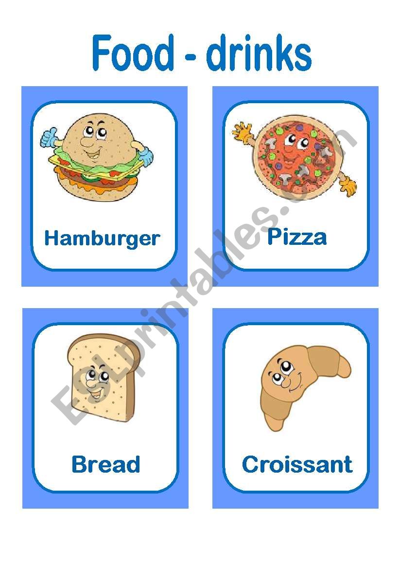 FOOD AND DRINKS CARDS! worksheet