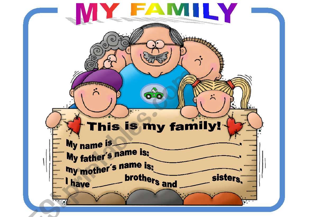 My Family, Information Card. worksheet