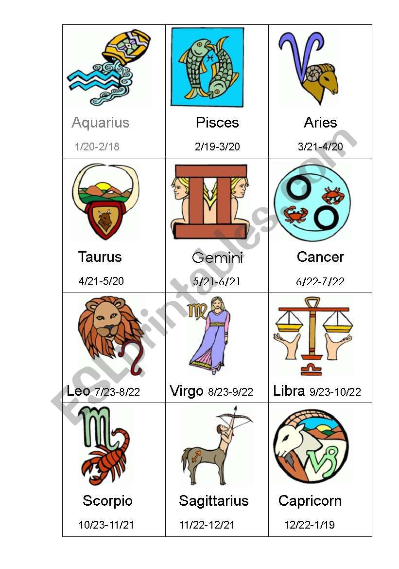 Zodiac Signs worksheet