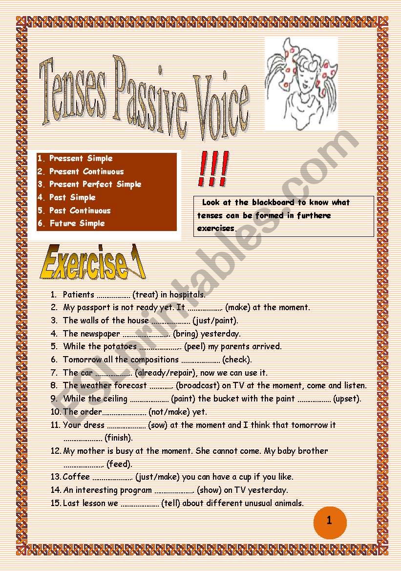5 pages Tenses Present, Past and Future Passive Voice