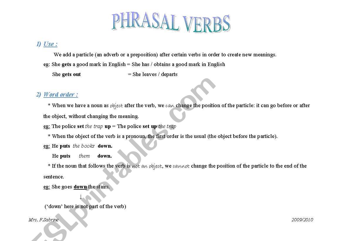 Phrasal Verbs worksheet