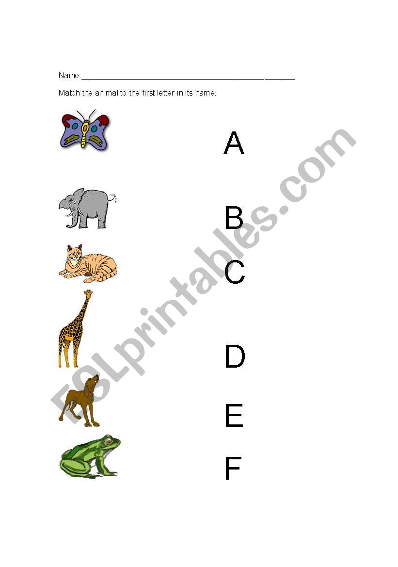 Animal Initial Sounds worksheet