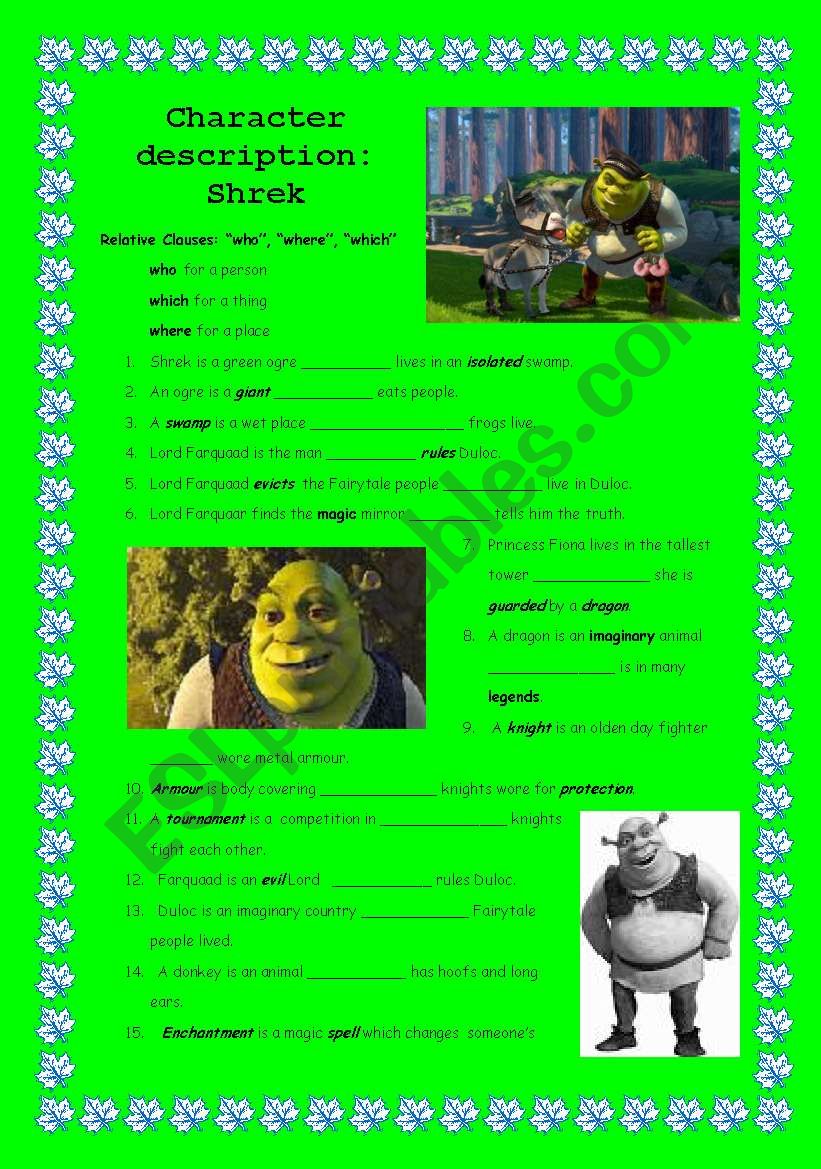 Shrek Grammar Relative Clauses