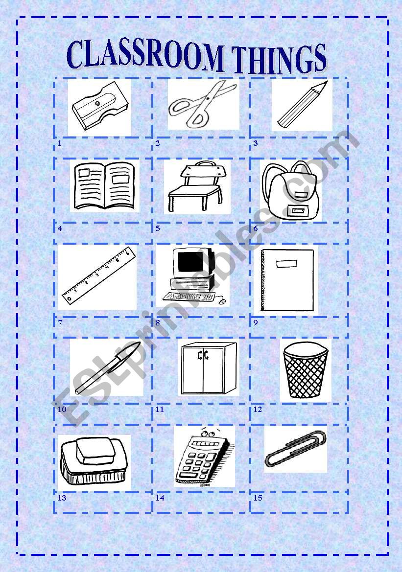 Classroom things worksheet