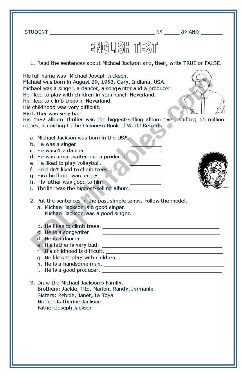 About Michael Jackson worksheet