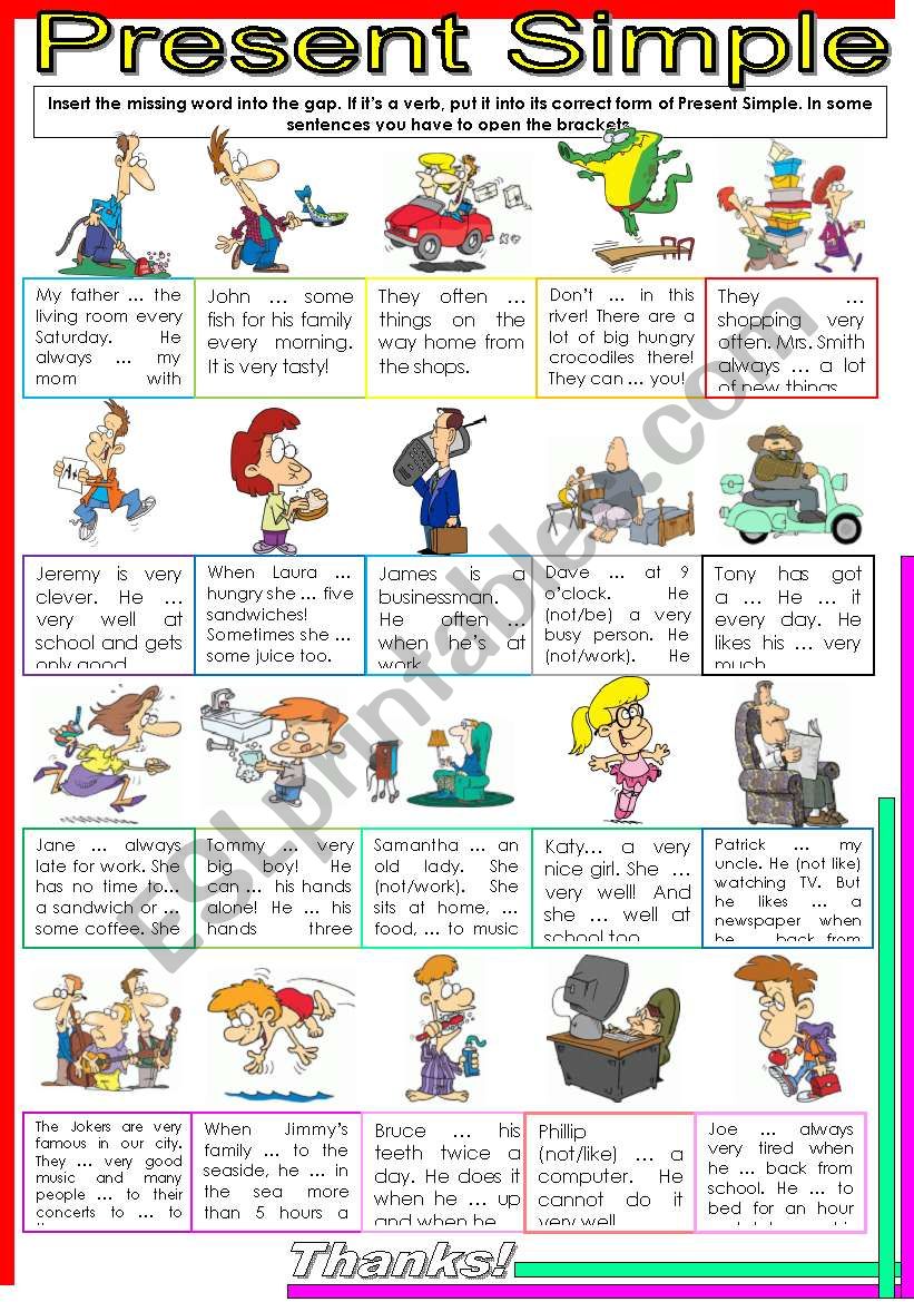 PRESENT SIMPLE. REINFORCING SOME VOCABULARY AND TRAINING YOUR GRAMMAR MUSCLES. Part 2/2.