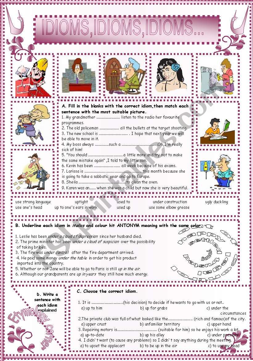 IDIOMS,IDIOMS,IDIOMS...(21) worksheet