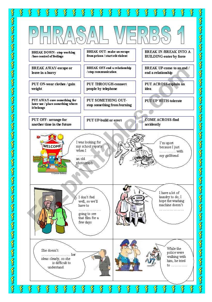 PHRASALVERBS 1 worksheet