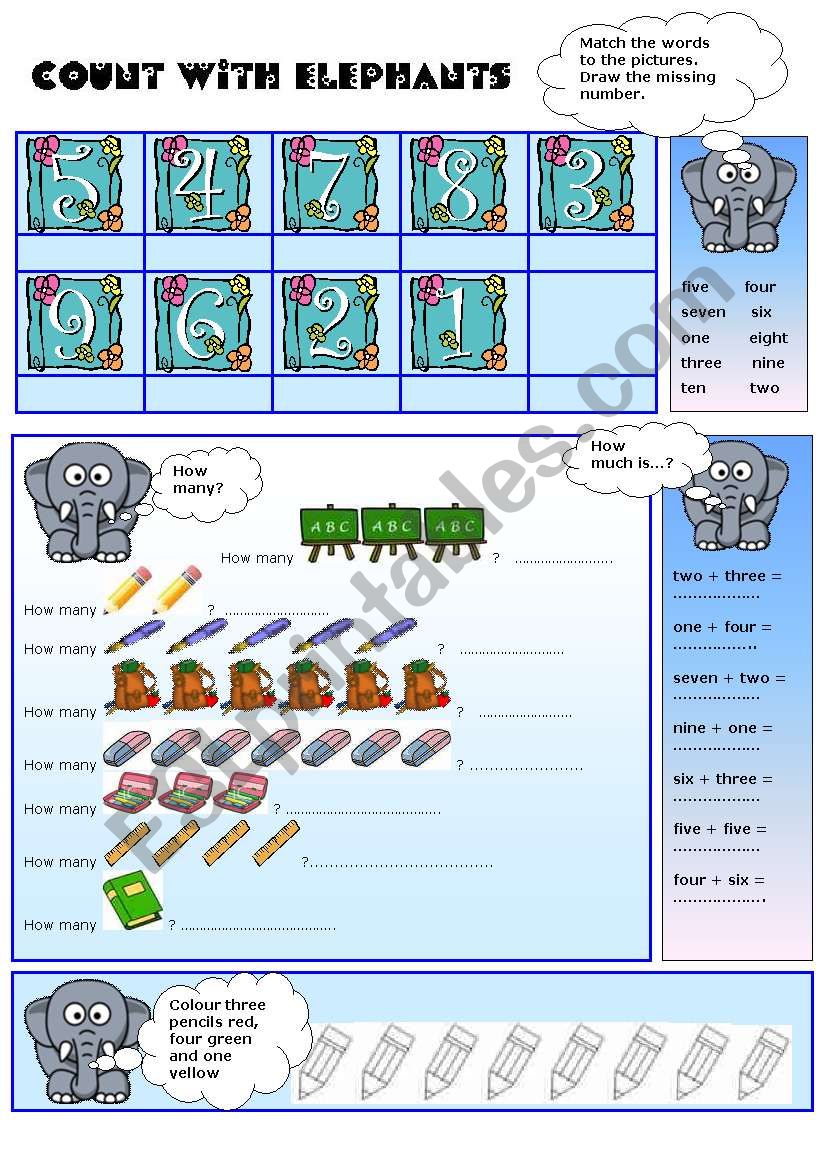 Count with Elephants! worksheet