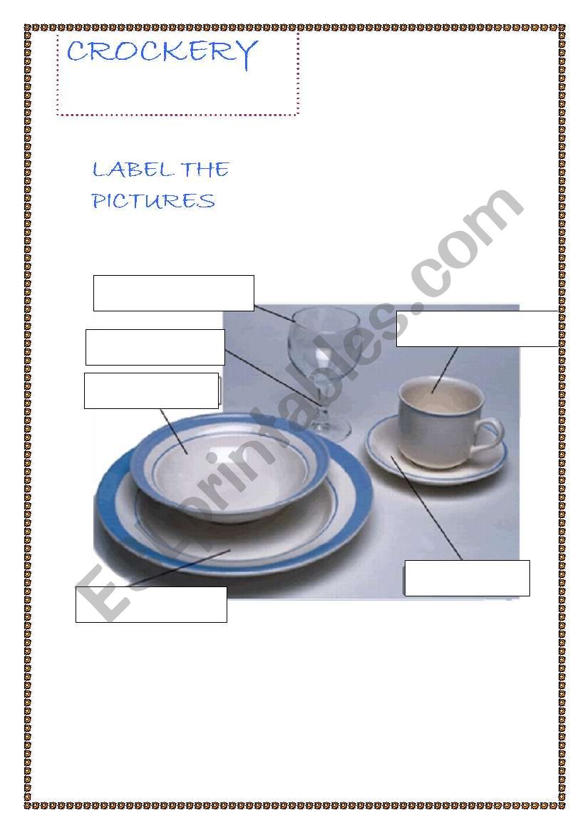 CROCKERY worksheet