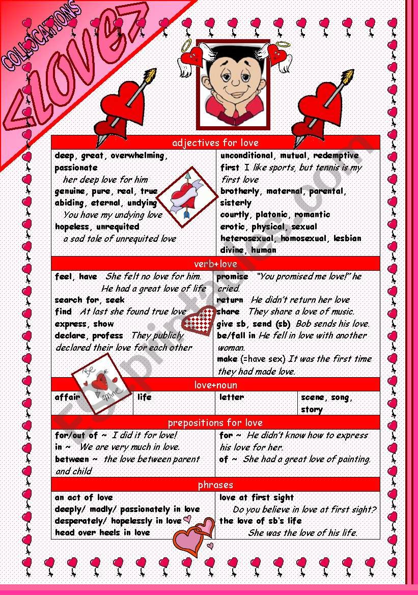 WORDS TOGETHER---LOVE worksheet