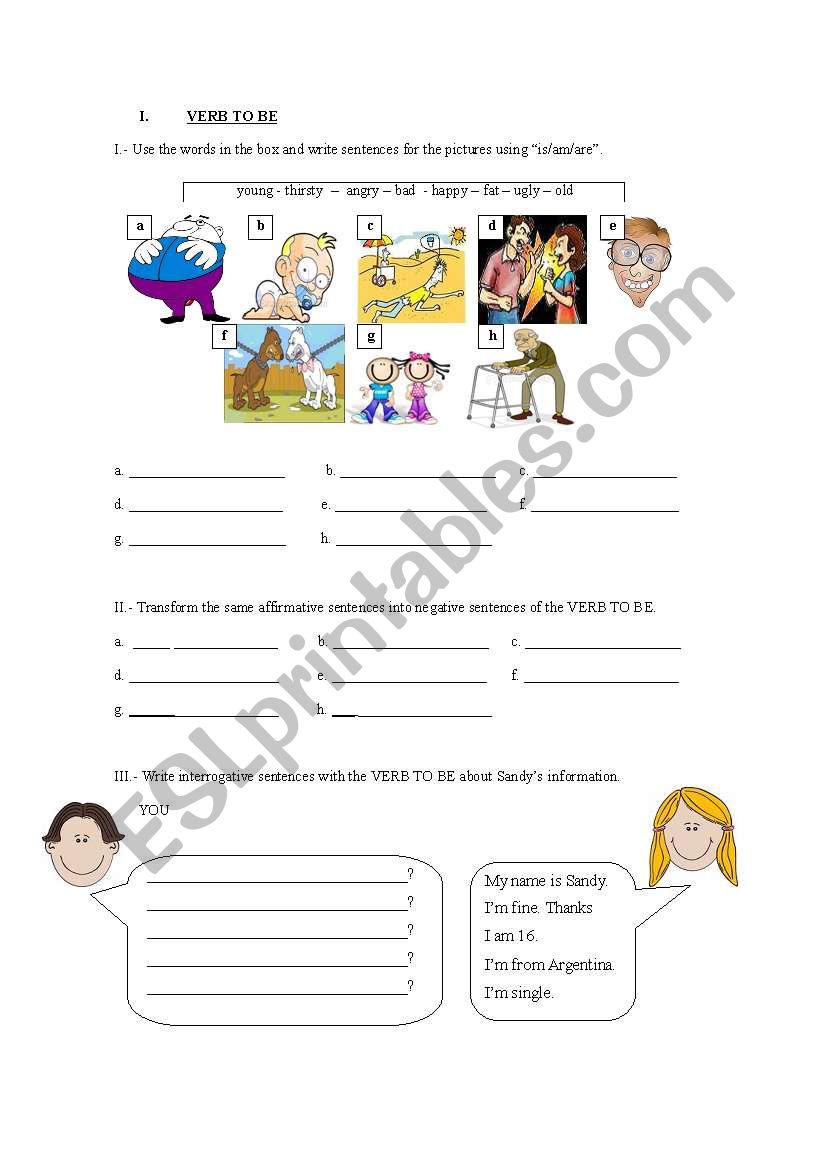 VERB TO BE worksheet