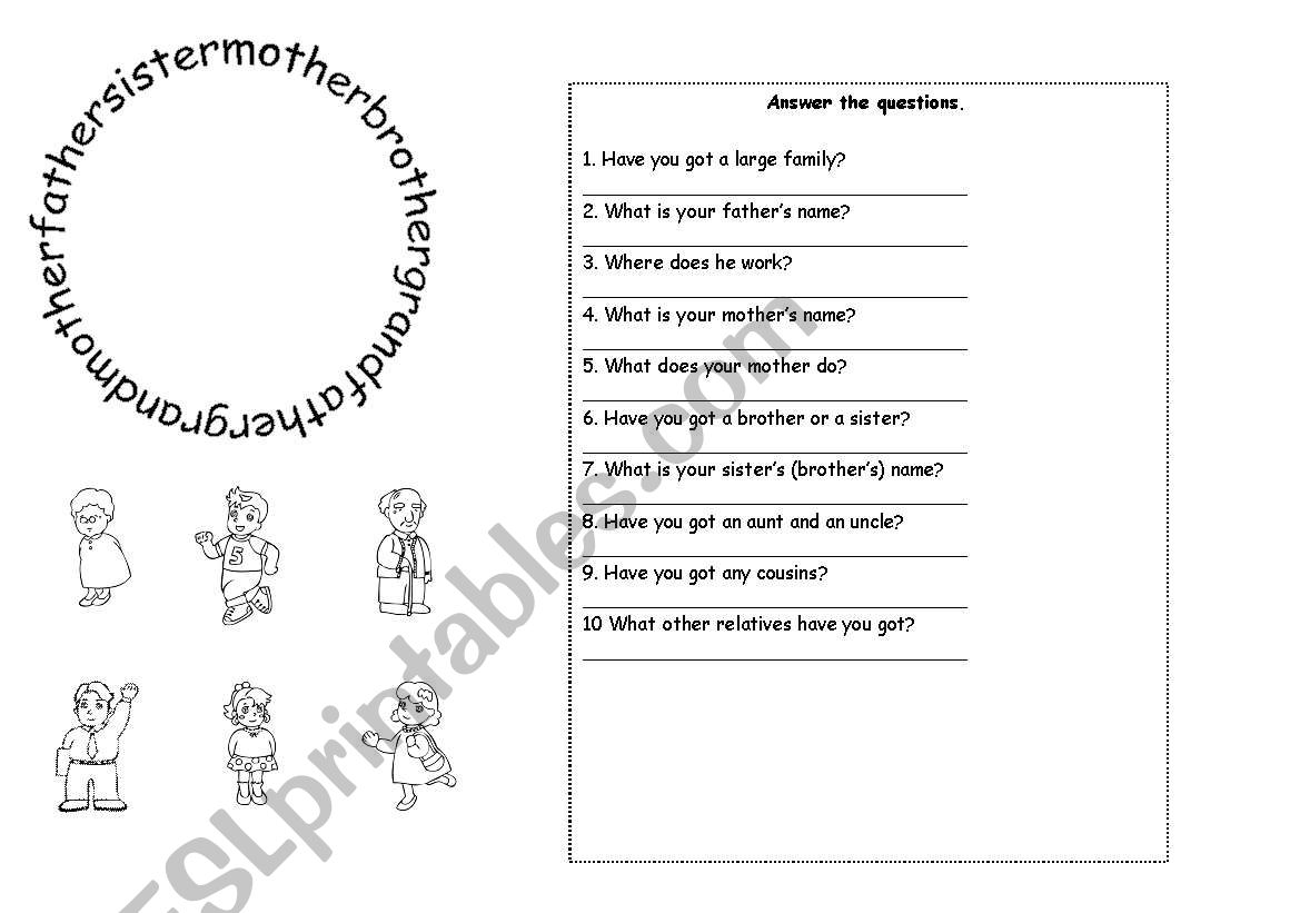 FAMILY worksheet