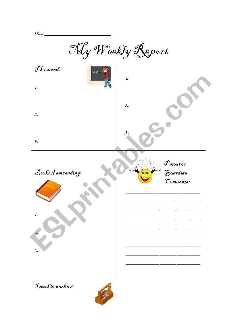 My Weekly Report worksheet