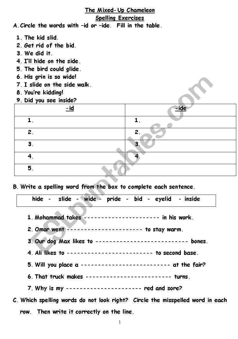 The Mixed-Up Chameleon worksheet