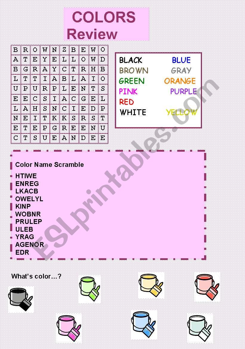 The colors worksheet