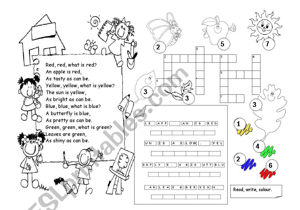 Colours    B&W worksheet