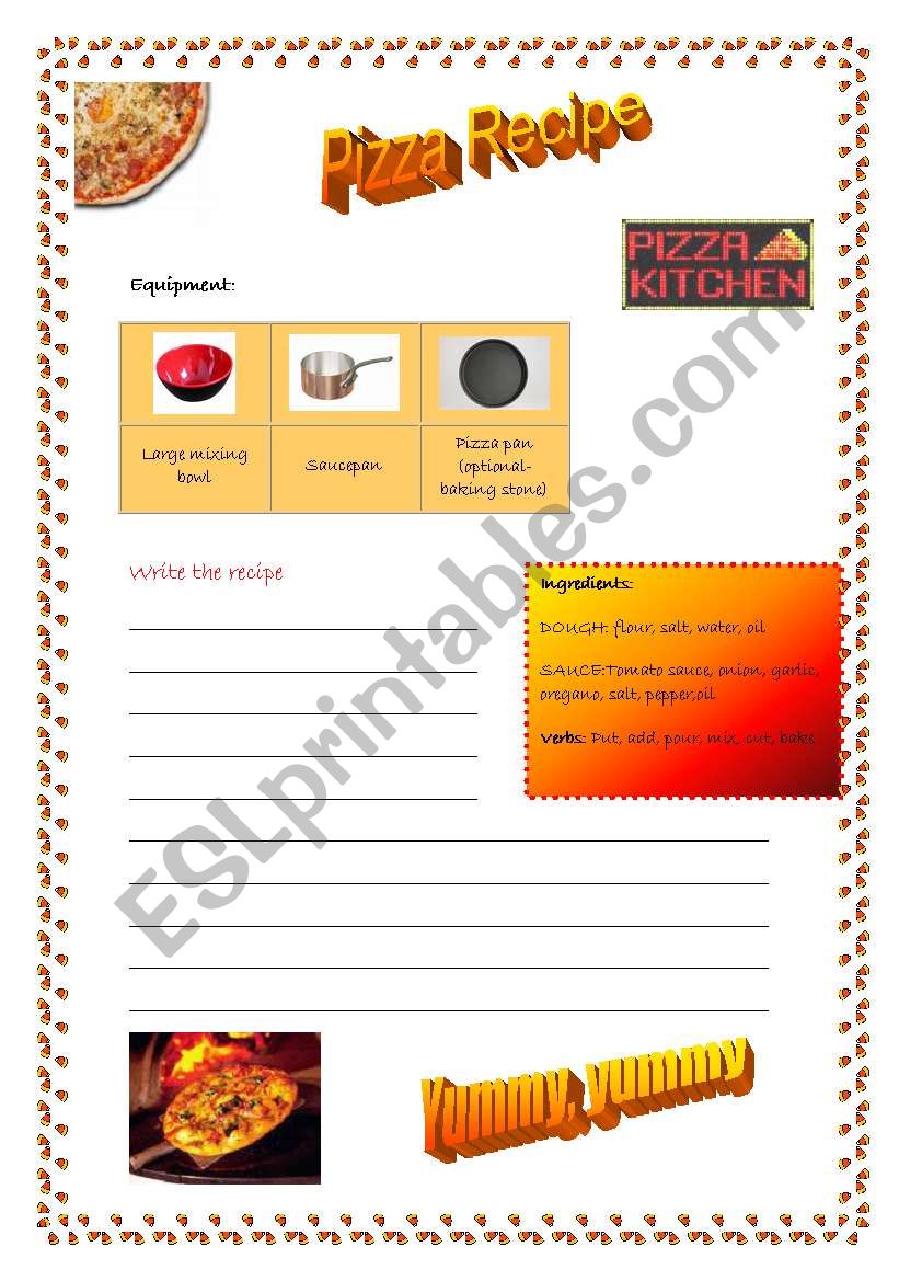 Pizza recipe worksheet