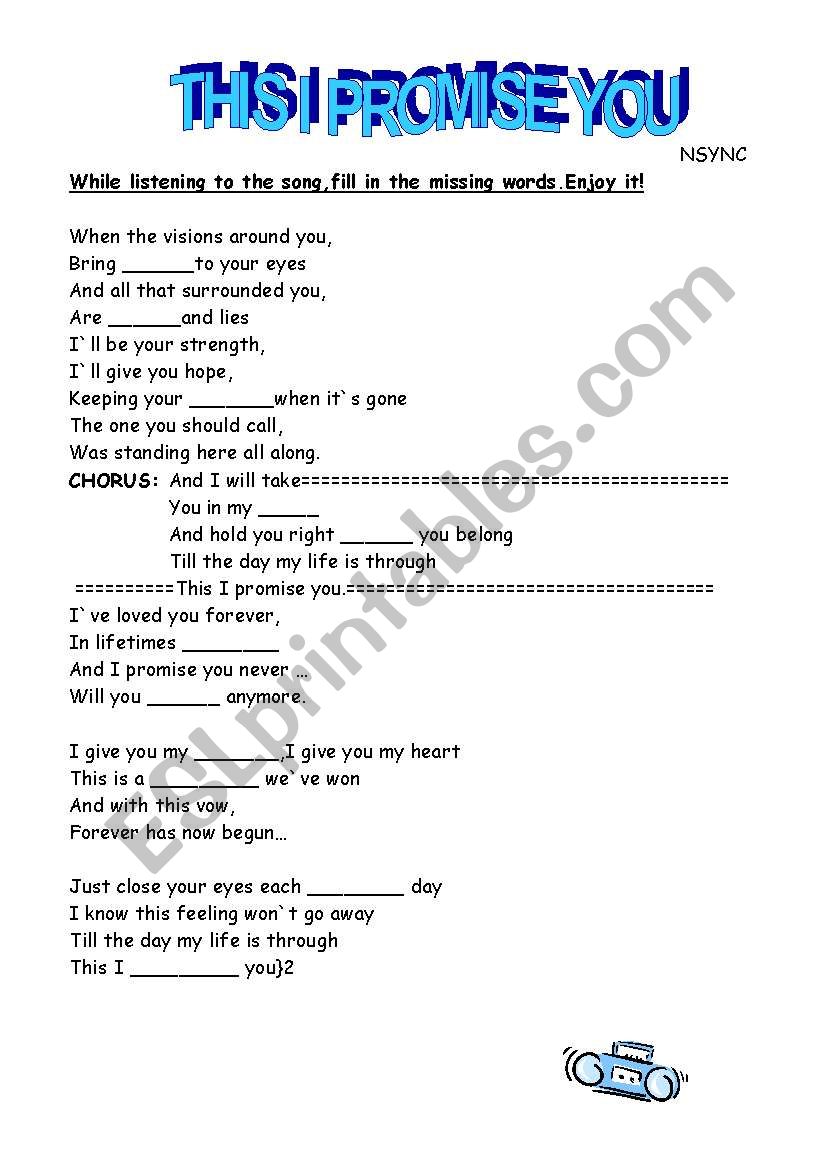 This I promise you worksheet