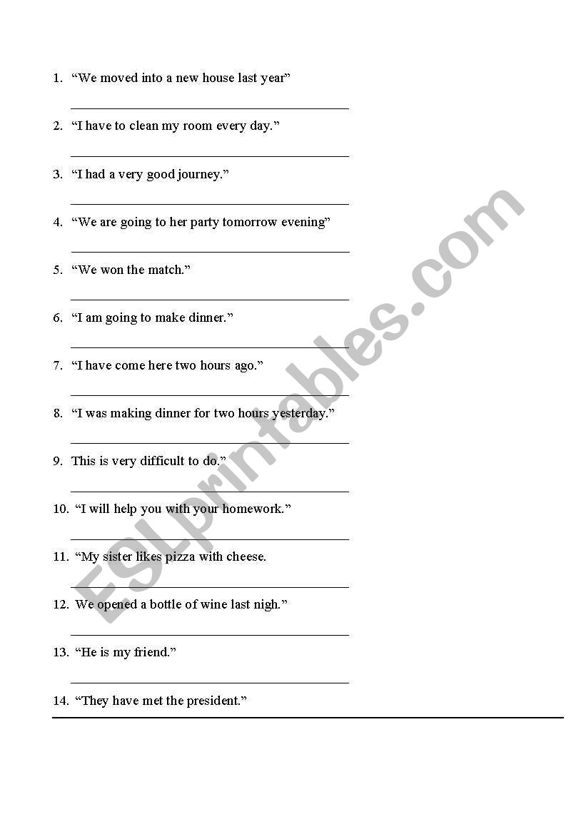 Reported speech worksheet