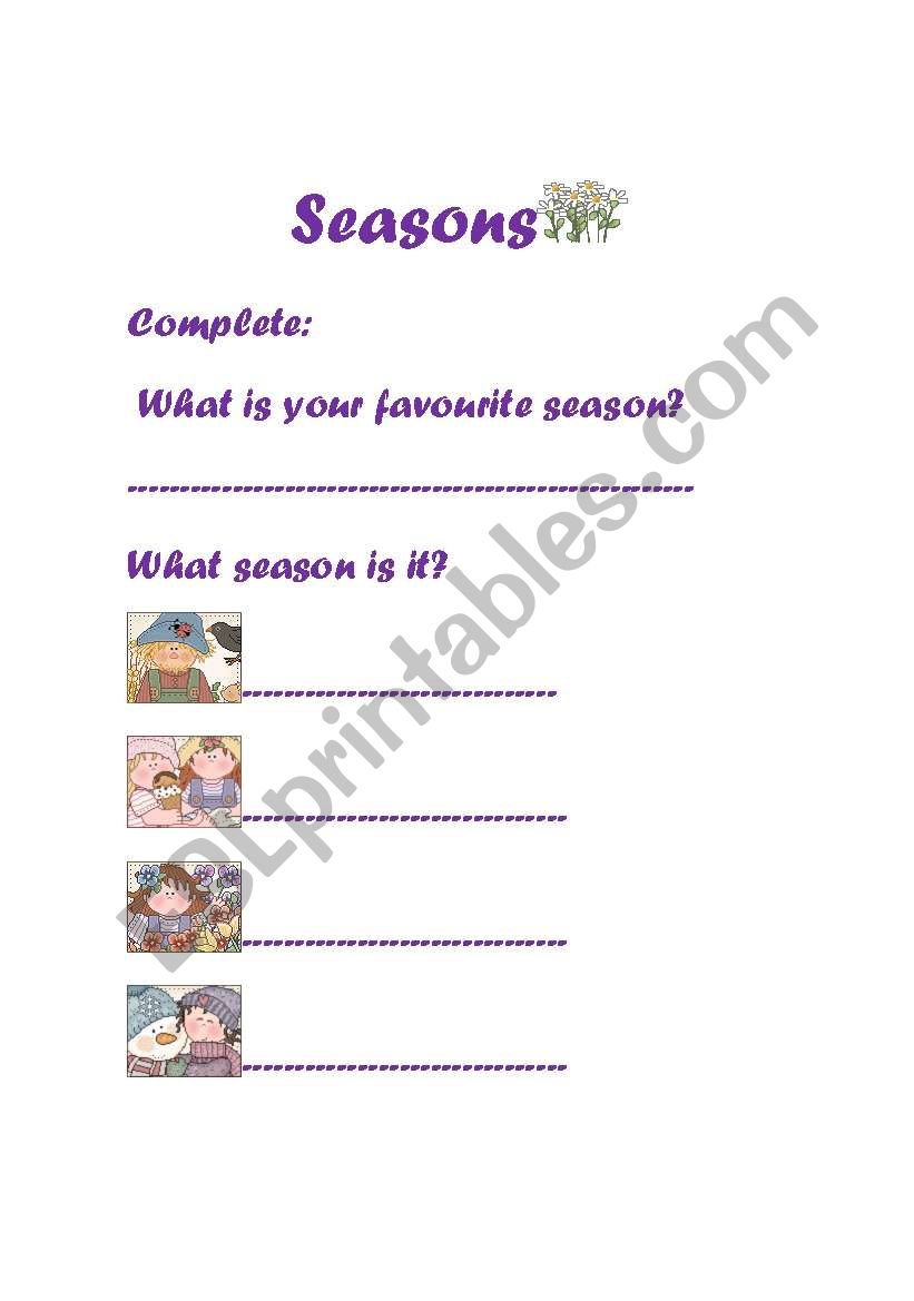 seasons worksheet