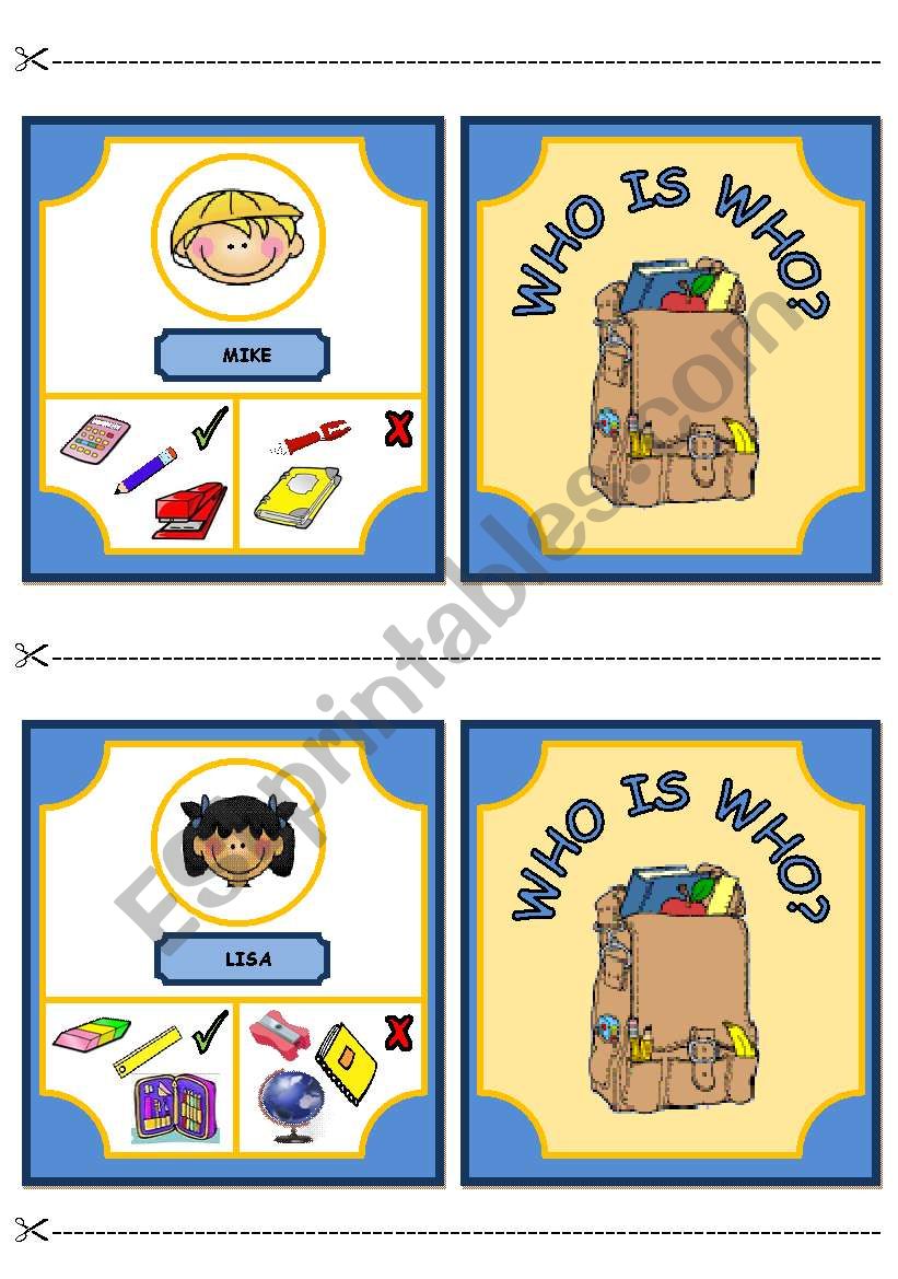 WHO IS WHO? GAME - CLASSROOM OBJECTS AND HAVE GOT (part 2)