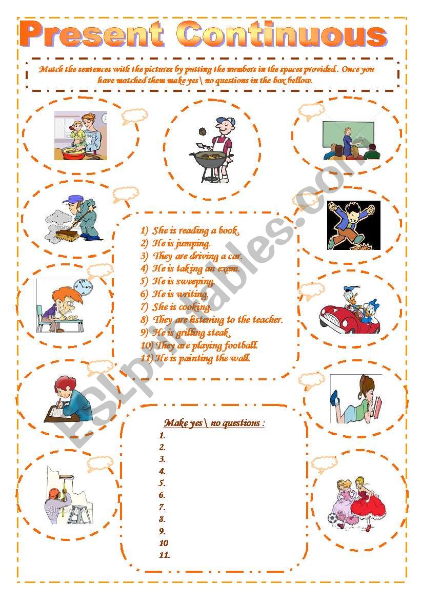 The present continuous worksheet