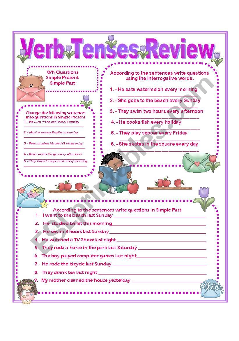 Verb Tenses Review ESL Worksheet By Lomasbello