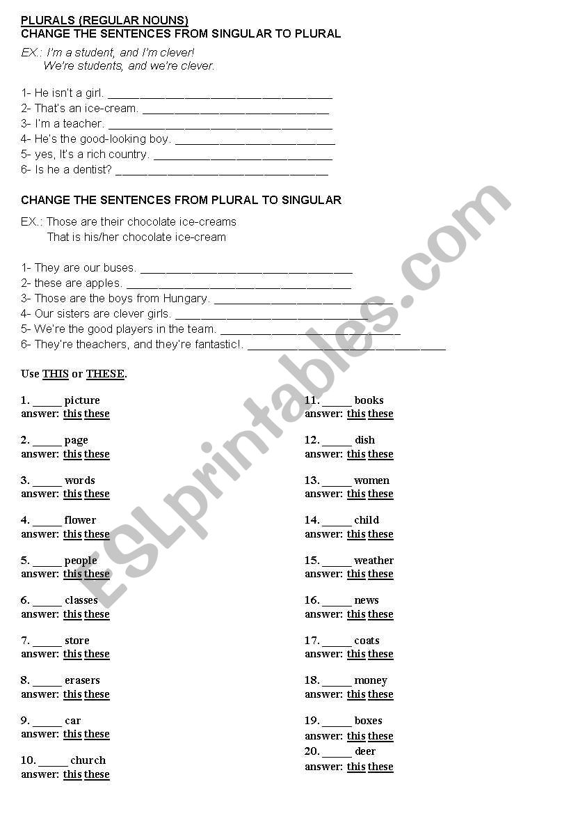 complete this/that/these and those