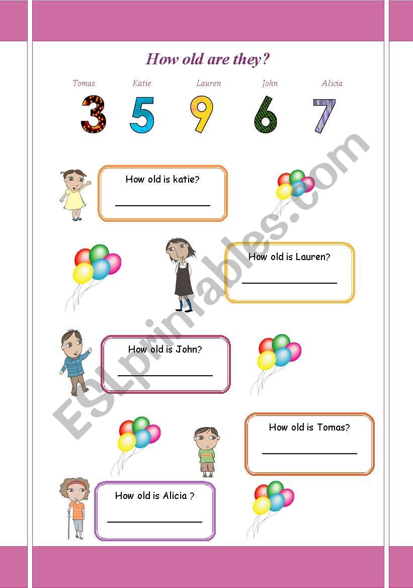how old are they worksheet