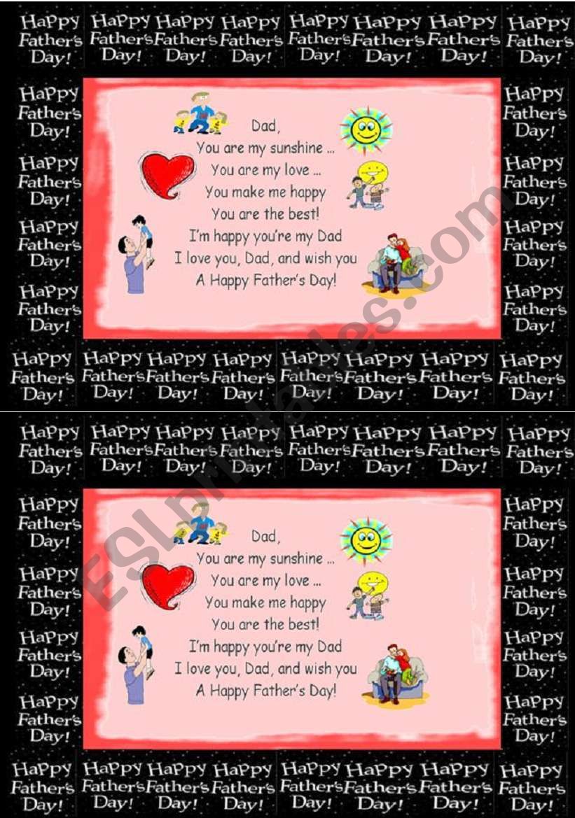 Fathers Day Card worksheet