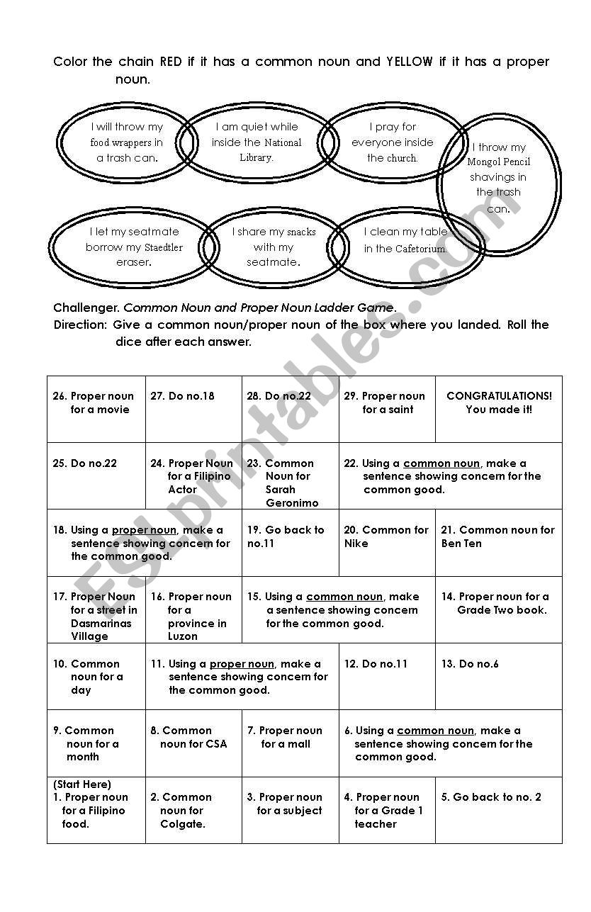 common and proper nouns worksheet