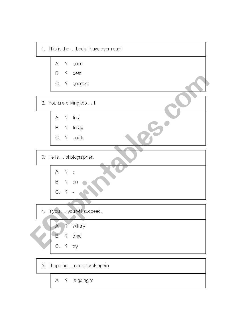 tenses worksheet