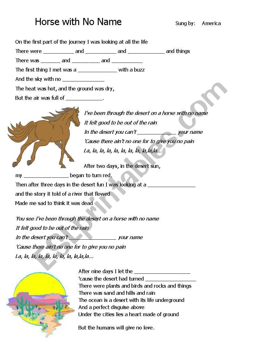 Lesson Plan on The Desert : song by America Horse with No Name.