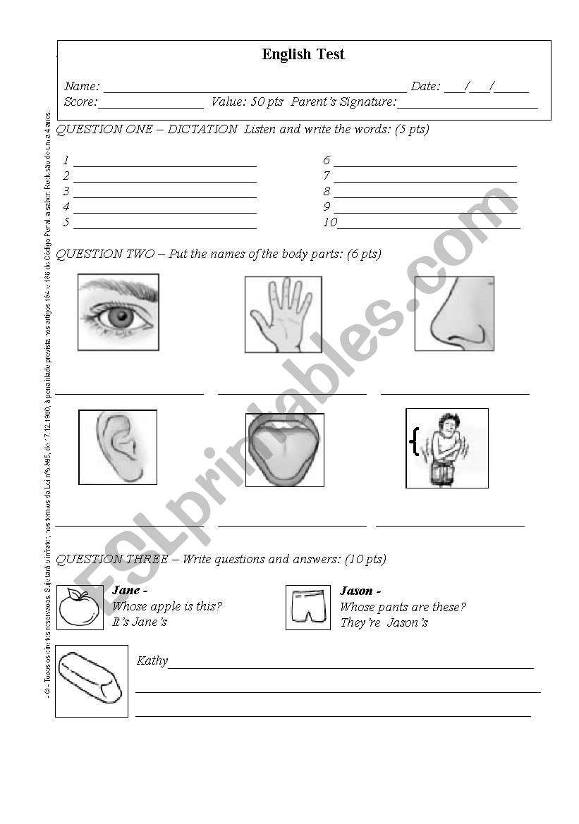 Test for young students... worksheet