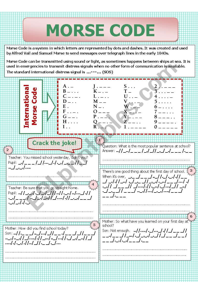 Morse code worksheet