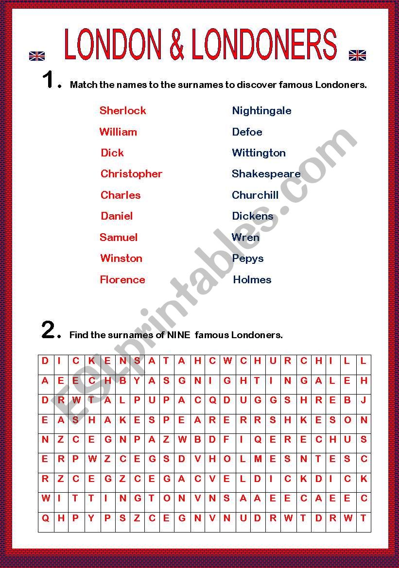 London & Londoners Part 1 worksheet