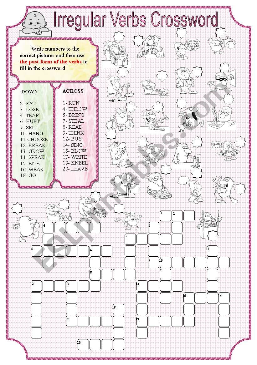 Irregular verbs crossword 1 worksheet