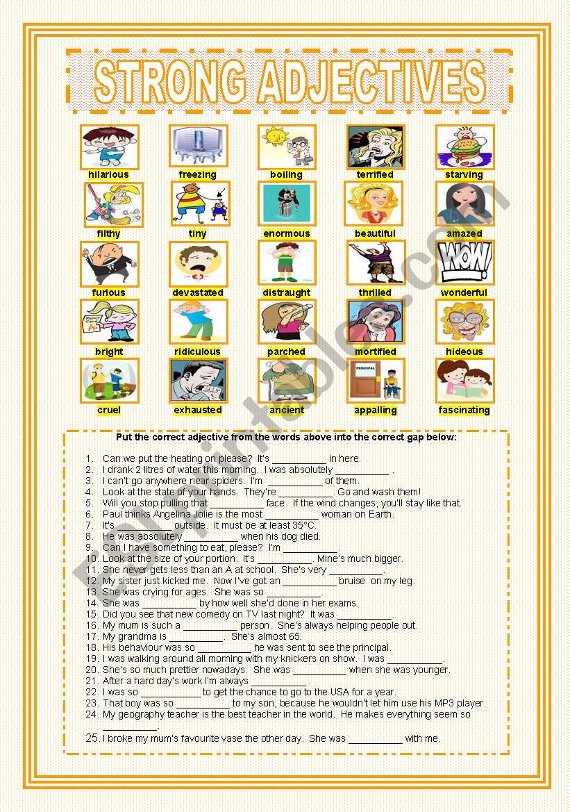 Strong Adjectives ESL Worksheet By Pepelie