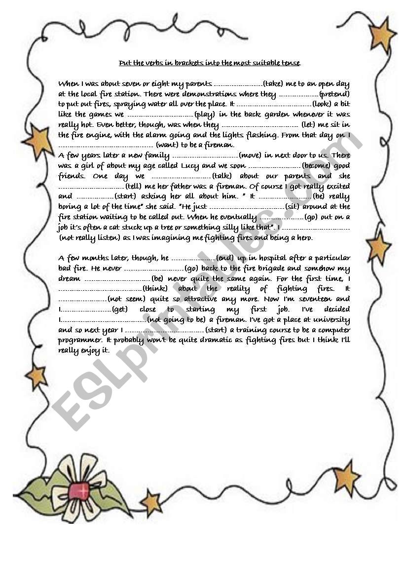 Tenses worksheet