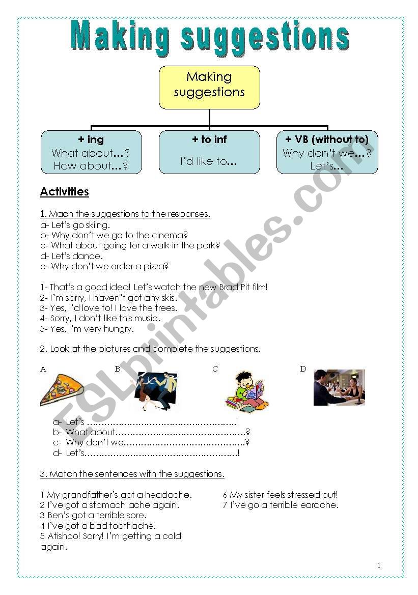 Making suggestions worksheet