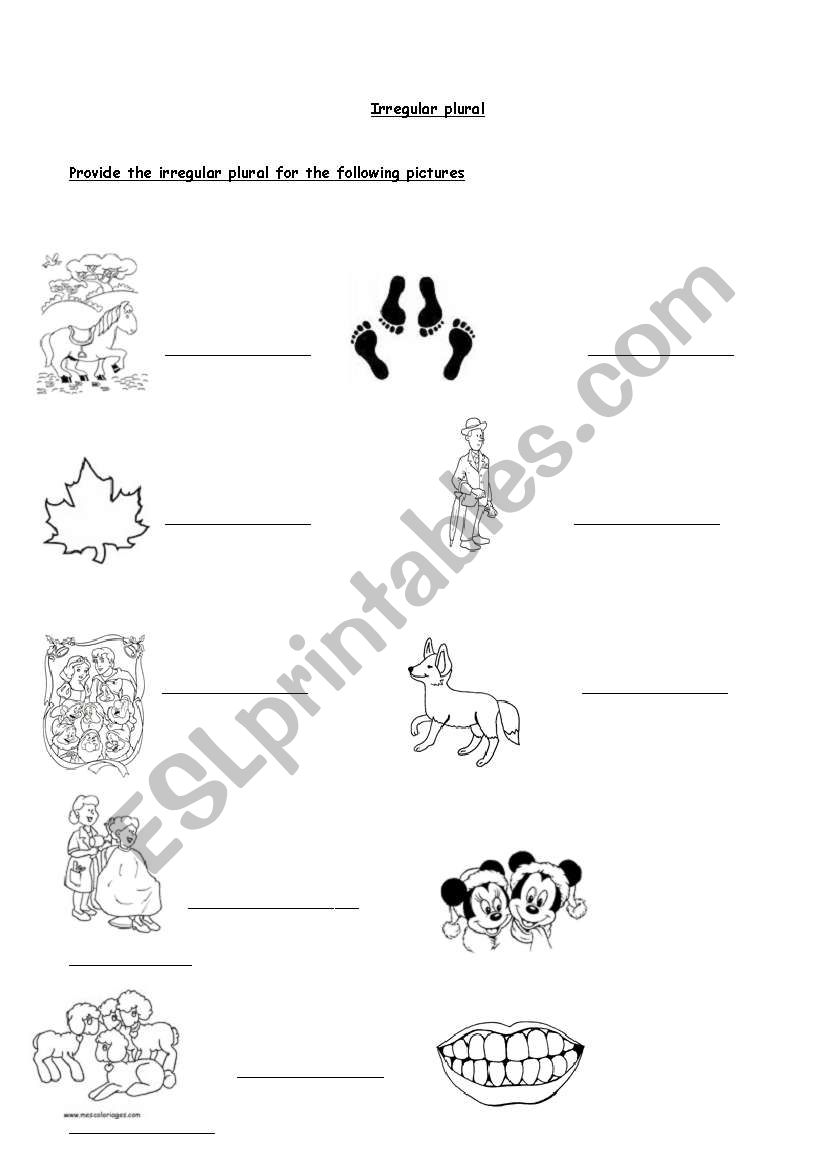 irregular plurals worksheet